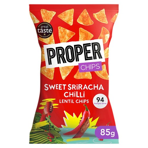Properchips Sweet Sriracha Lentil Chips 85g (Pack of 6)