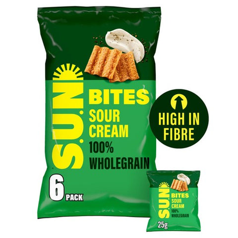 SUN Bites Sour Cream & Pepper Multigrain Multipack Snacks 6 x 25g (Pack of 3)