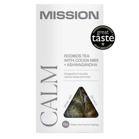 MISSION Calm Rooibos Tea Bags with Cocoa Nibs + Ashwagandha 15's (Pack of 3)