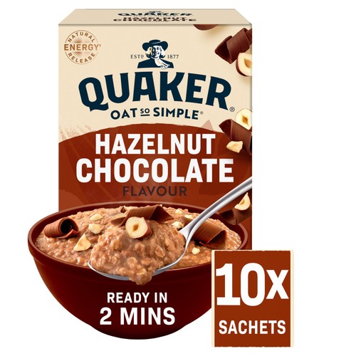 Quaker Oat So Simple Hazelnut Chocolate Sachets 10 x 36.5g (Pack 3)