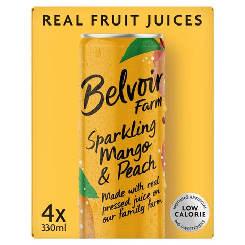 Belvoir Farm Delicious & Light Mango & Peach 4 x 330ml (Pack of 2)