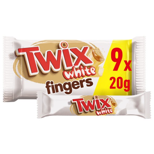 Twix Caramel White Chocolate Fingers Biscuit Multipack 9 x 20g (Pack 3)