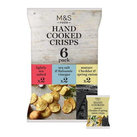 M&S Assorted Hand Cooked Crisps Multipack 6 x 30g (Pack of 3)
