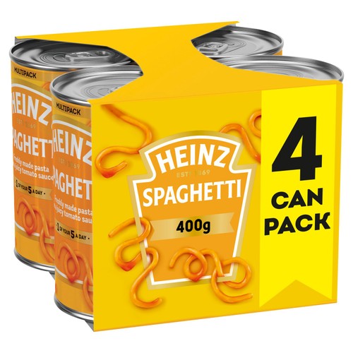 Heinz Spaghetti In Tomato Sauce 4 x 400g (Pack of 2)