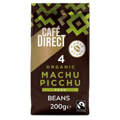 Cafedirect Fairtrade Organic Machu Picchu Peru Coffee Beans 200g (Pack of 2)