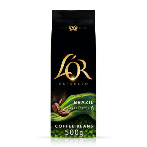 L'OR Brazil Coffee Beans Intensity 6 500g (Pack of 2)