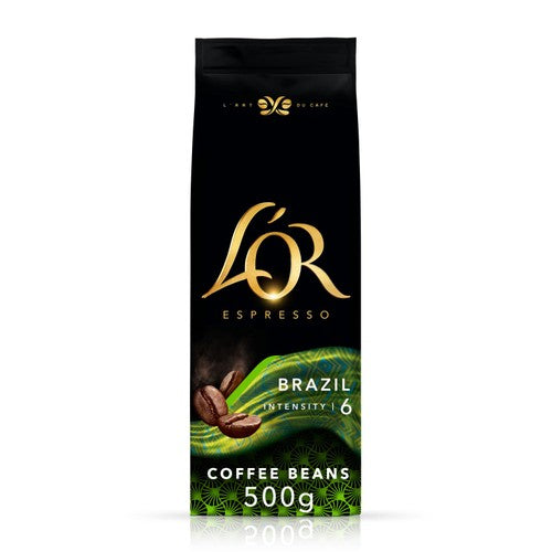 L'OR Brazil Coffee Beans Intensity 6 500g (Pack of 2)