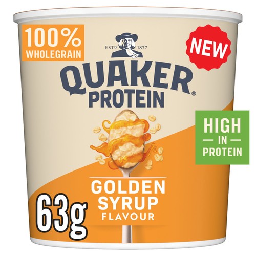Quaker Oats High Protein Golden Syrup Porridge Pot 63g (Pack of 3)