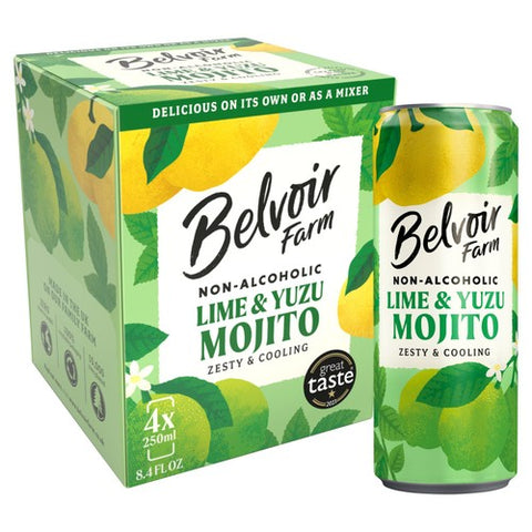 Belvoir Farm Non Alcoholic Lime & Yuzu Mojito 4 x 250ml (Pack of 2)