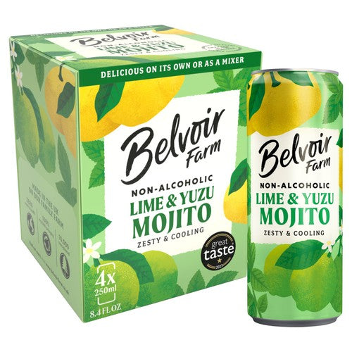 Belvoir Farm Non Alcoholic Lime & Yuzu Mojito 4 x 250ml (Pack of 2)