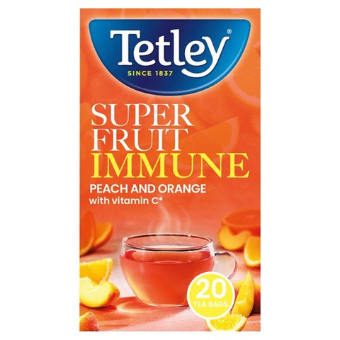 Tetley Super Fruit Tea Immune Peach & Orange Tea Bags 20's (Pack of 3)