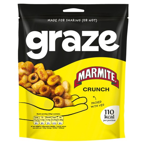 Graze Marmite Crunch Sharing Bag Snack 100g (Pack of 6)