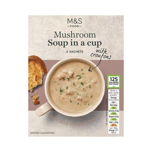 M&S Creamy Mushroom Cup Soup 4 x 22g (Pack of 2)