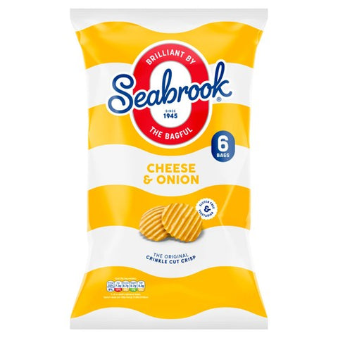 Seabrook Crinkle Cut Cheese & Onion Crisps 6 x 25g (Pack of 3)
