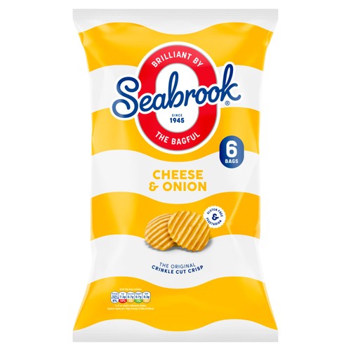 Seabrook Crinkle Cut Cheese & Onion Crisps 6 x 25g (Pack of 3)
