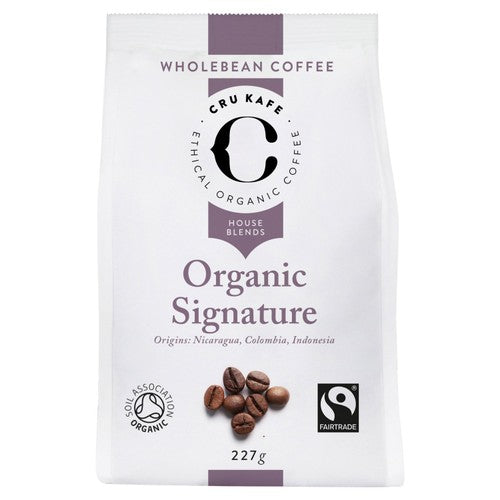 CRU Kafe Organic Fairtrade Signature Coffee Beans 227g (Pack of 2)