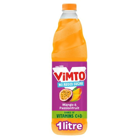 Vimto Mango & Passion Fruit No Added Sugar Squash 1L (Pack of 2)