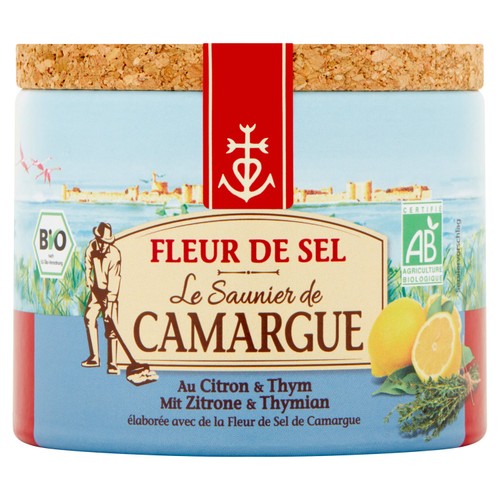 Saunier de Camargue Lemon & Thyme Fleur De Sel Sea Salt 125g (Pack of 2)