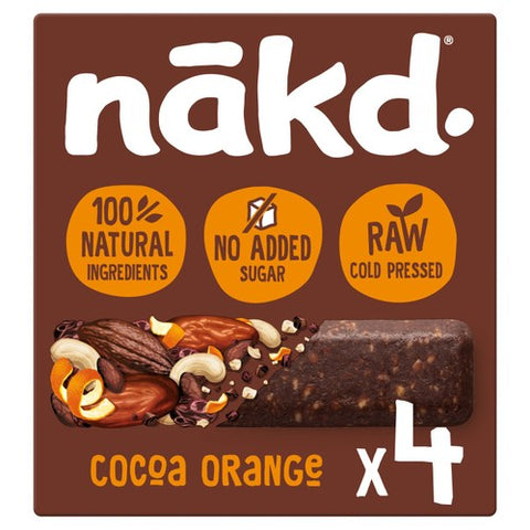nakd. Cocoa Orange Fruit & Nut Bars Multipack 4 x 35g (Pack of 3)