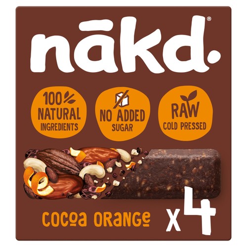 nakd. Cocoa Orange Fruit & Nut Bars Multipack 4 x 35g (Pack of 3)