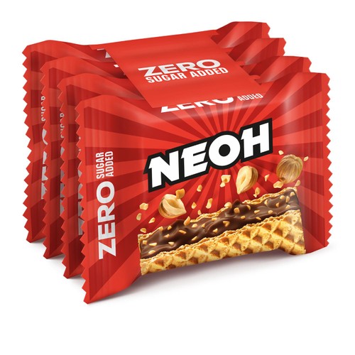 NEOH Hazelnut Chocolate Wafer Multipack, No Added Sugar, 4 bars (Pack 3)