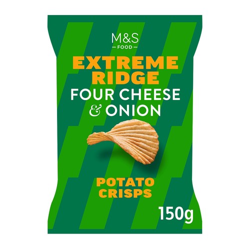 M&S Four Cheese & Onion Extreme Ridge Cut Crisps 150g (Pack of 3)