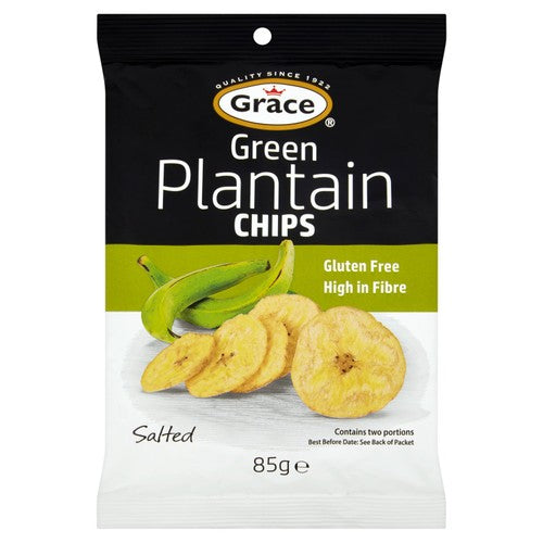 Grace Green Salted Plantain Chips 85g (Pack of 6)