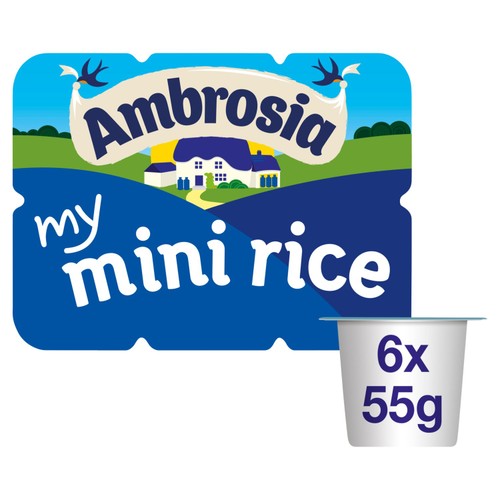 Ambrosia Mini Rice Pudding Dessert Snack Pots 6 x 55g (Pack of 2)