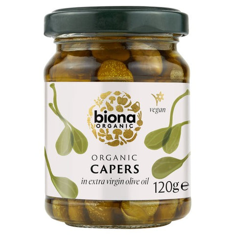Biona Organic Capers in Extra Virgin Olive Oil 120g (Pack of 2)