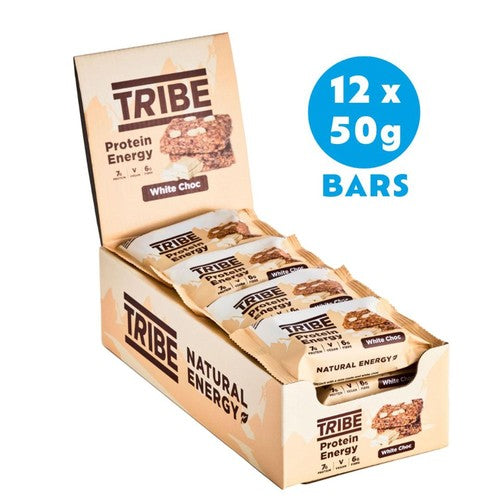 TRIBE Protein Energy Flapjack White Choc Chip Energy 12 x 50g (Pack of 3)