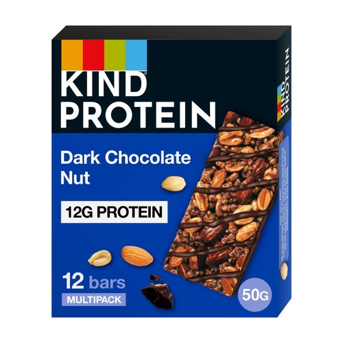KIND Protein Dark Chocolate Nut Snack Bars Multipack 12 x 50g (Pack of 3)