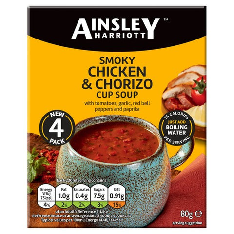 Ainsley Harriott Smoky Chicken & Chorizo Cup Soup 80g (Pack of 2)