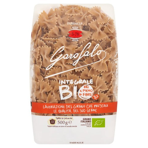 Garofalo Wholewheat Organic Farfalle Dry Pasta 500g (Pack of 3)