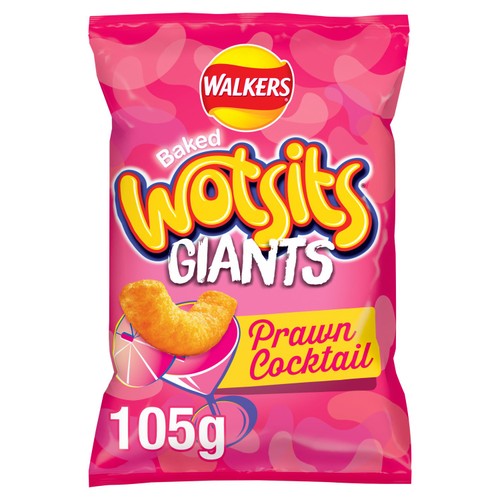 Walkers Wotsits Giants Prawn Cocktail Snacks Crisps 105g (Pack of 3)