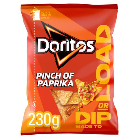 Doritos Dip or Load Paprika Tortilla Chips Sharing Crisps 230g (Pack of 3)