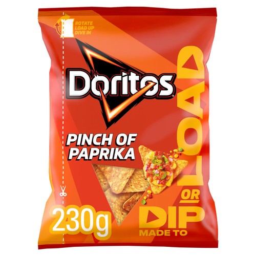 Doritos Dip or Load Paprika Tortilla Chips Sharing Crisps 230g (Pack of 3)