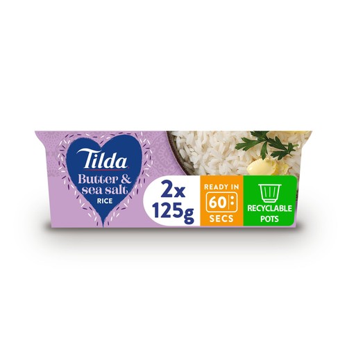 Tilda Pots Butter and Sea Salt Jasmine Rice 250g (Pack of 3)