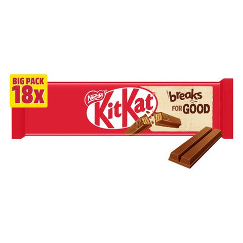 KitKat 2 Finger Milk Chocolate Biscuit Bar, Multipack 18 x 20g (Pack of 3)
