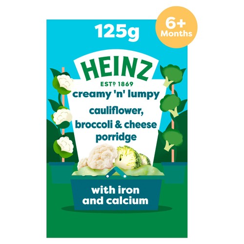 Heinz Cauliflower Broccoli Cheese Porridge Baby Food 6+ Months 125g (Pack of 3)