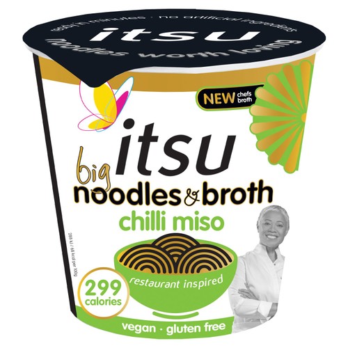 itsu BIG chilli miso instant noodles & broth pot 98g (Pack of 2)
