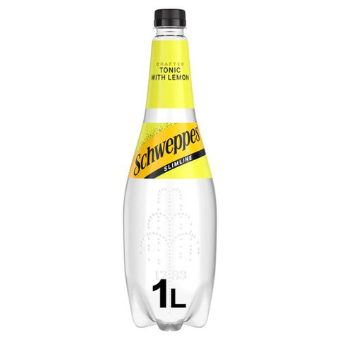 Schweppes Slimline Indian Tonic Water with Lemon Zest 1L (Pack of 2)