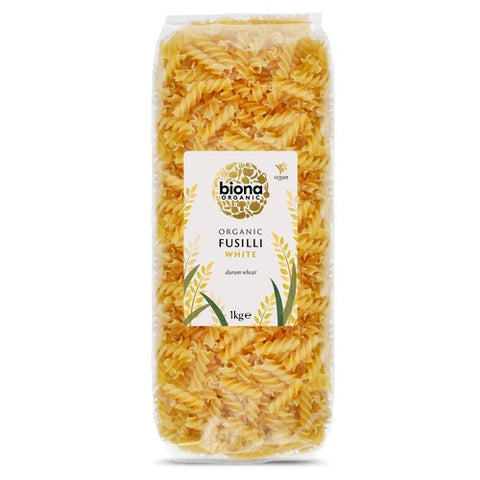 Biona Organic White Fusilli Pasta 1kg (Pack of 2)