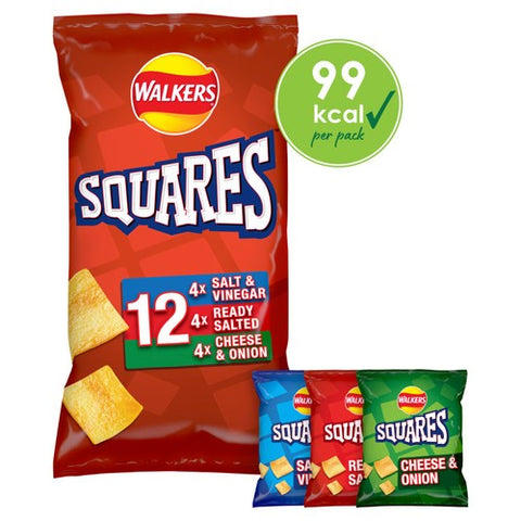 Walkers Squares Flavour Potato Snacks 12 x 22g (Pack of 3)