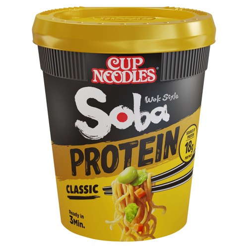 Nissin Soba Protein Classic Instant Wok Style Noodles Pot 92g (Pack of 3)
