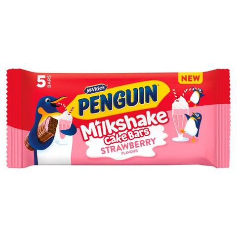McVitie's Penguin Strawberry milkshake cake bar 5 x 22g (Pack of 3)