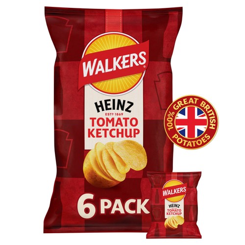 Walkers Tomato Ketchup Multipack Crisps 6 x 25g (Pack of 3)