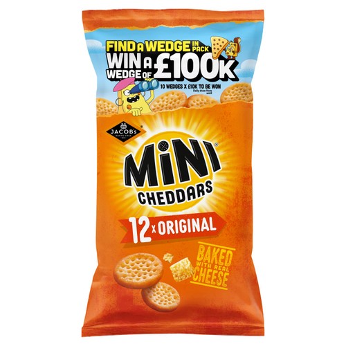 Jacob's Mini Cheddars Original Multipack Baked Snacks 12 x 23g (Pack of 3)