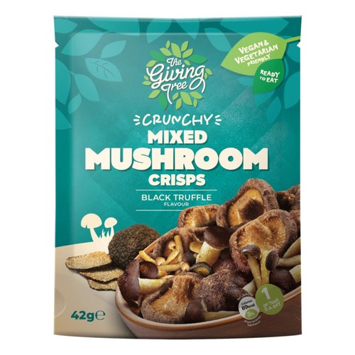 Giving Tree Vacuum Fried Mixed Mushrooms Black Truffle 42g (Pack of 6)