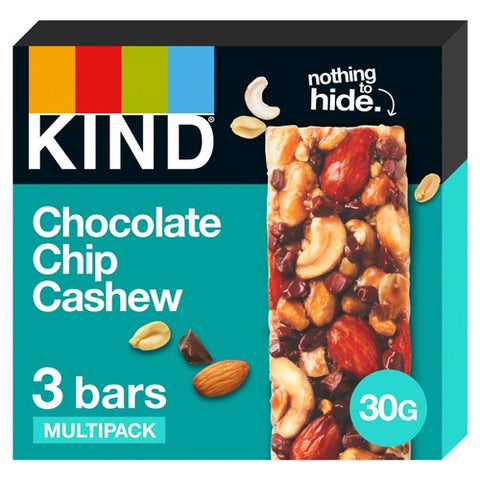 KIND Chocolate Chip Cashew Snack Bar Multipack 3 x 30g (Pack of 3)