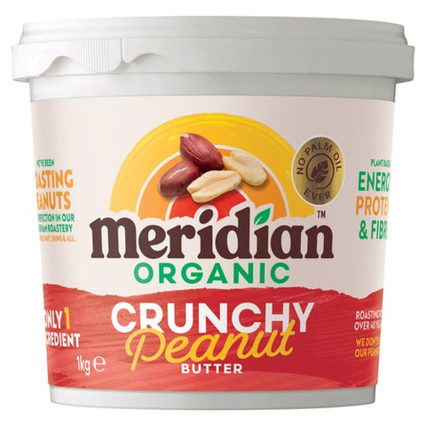 Meridian Organic Crunchy Peanut Butter 100% Nuts 1kg (Pack of 2)